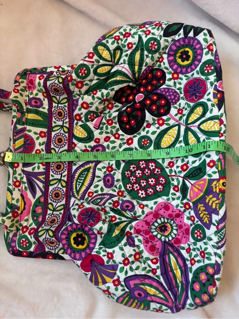 Vera Bradley Retired Kiss Lock Frame Satchel Purse Floral Quilted Cotton Handbag